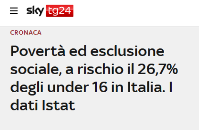 Povertà ed esclusione sociale, a rischio il 26,7% degli under 16 in Italia. I dati Istat
